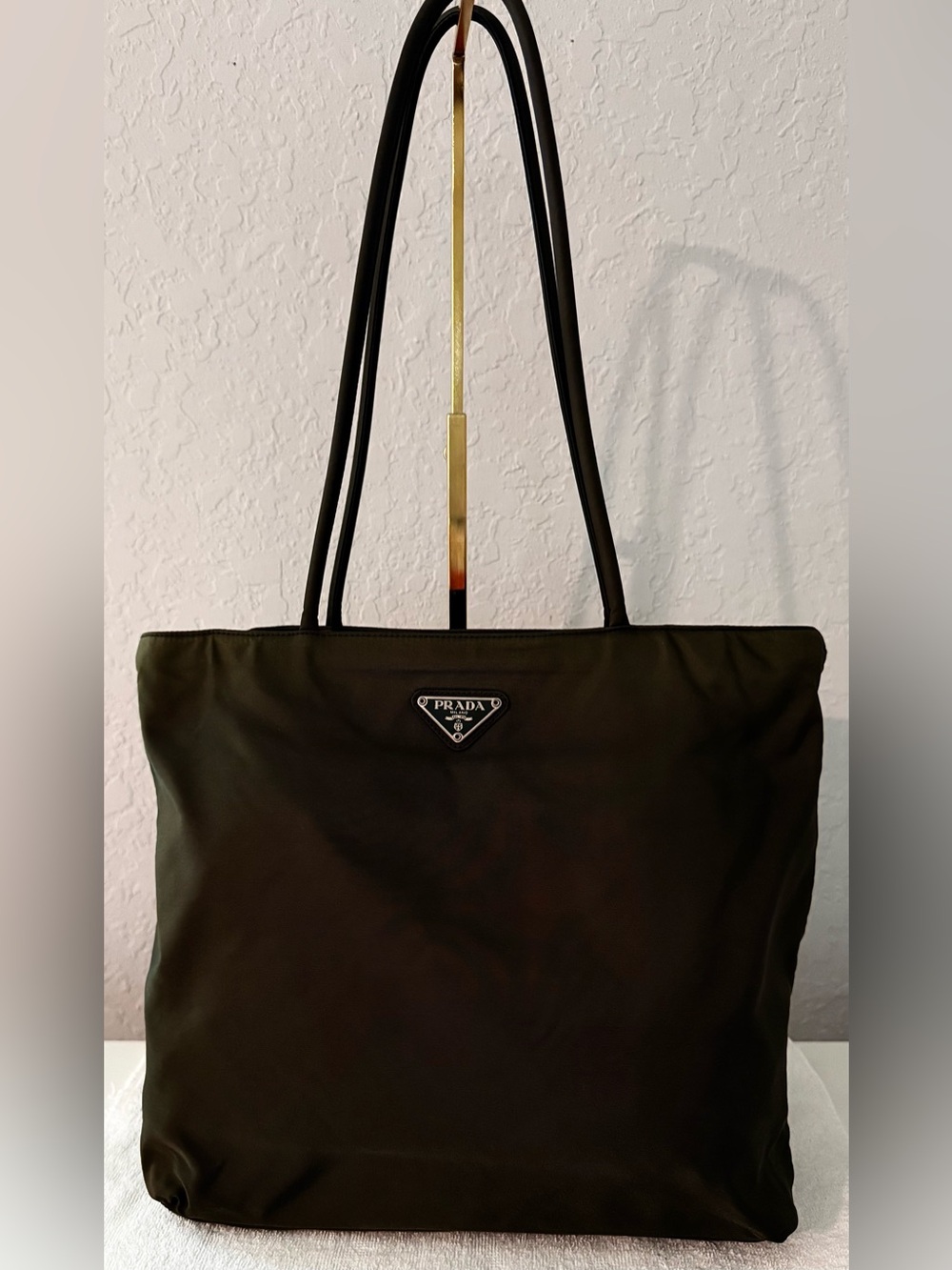 Prada Tessuto Nylon Tote Bag in Olive Green